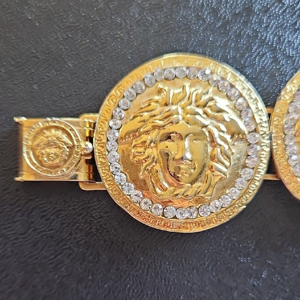 Versace 24k Gold Crystal Medusa Vintage Bracelet - Picture 4 of 9